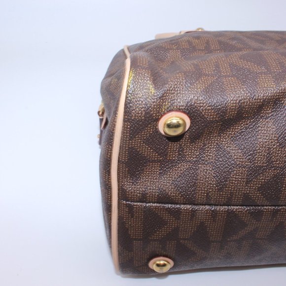 Michael Kors SATCHEL Shoulder Bag Purse Logo Leather Brown Minor Defect - Picture 2 of 11